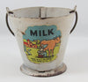 Vintage Louis Marx Tin Miniature White Milk Pail With Cow Lithograph