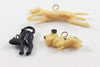 3 Cracker Jack Toys / Charms / Prizes: Greyhound, Scottie Dog & Black Cat